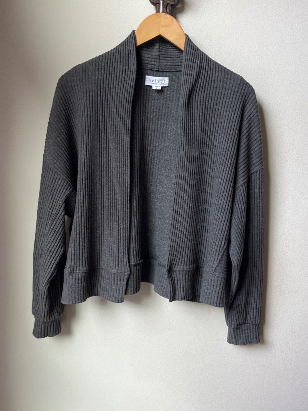 EUC Velvet Graham & Spencer Lynette cardigan; gray; small